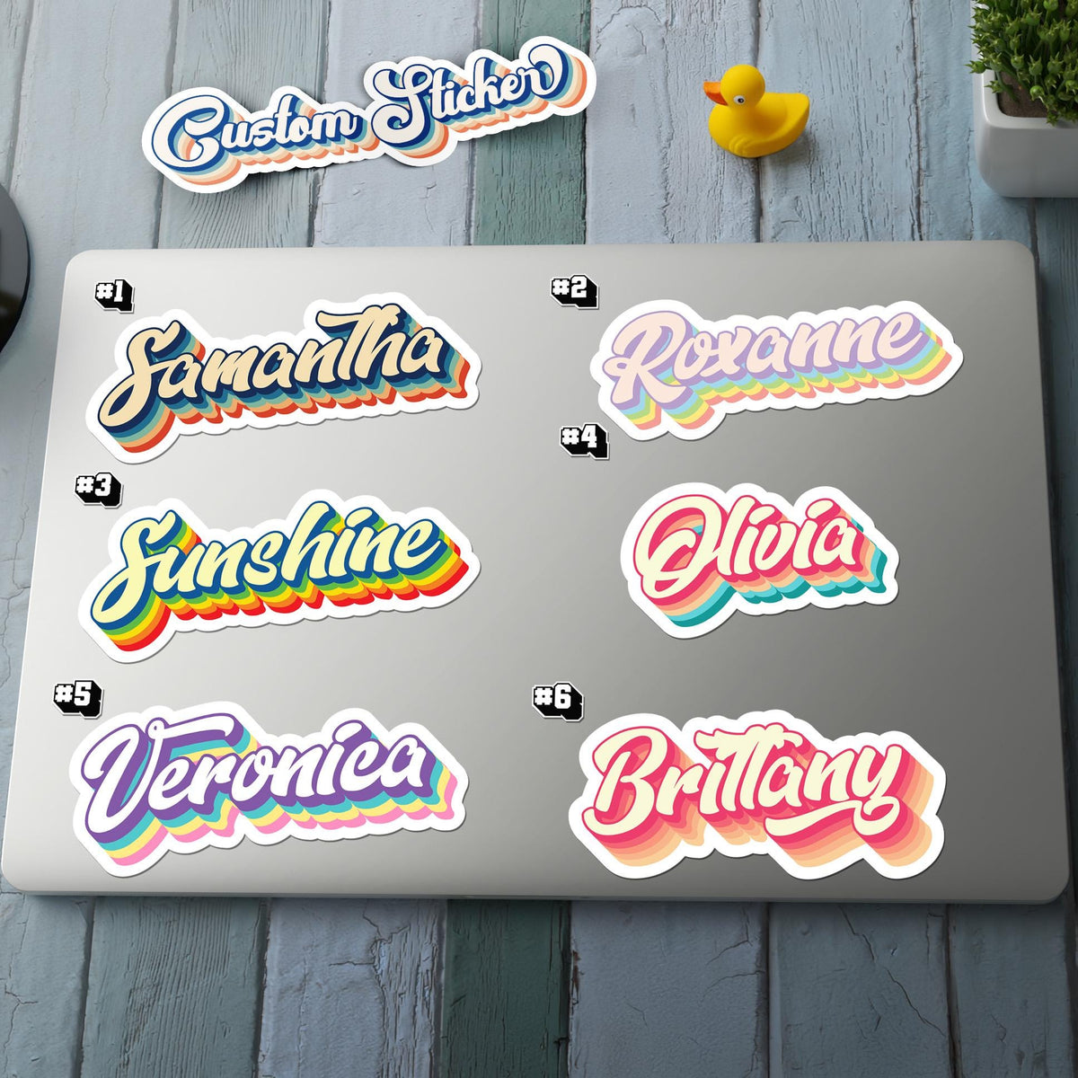 Custom Script Name sticker, bold cursive aesthetic label