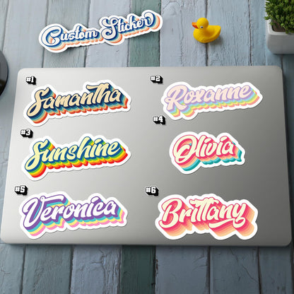 Custom Script Name sticker, bold cursive aesthetic label