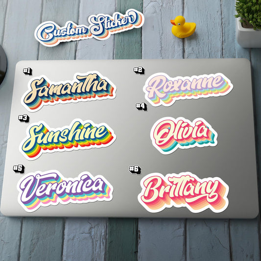 Custom Script Name sticker, bold cursive aesthetic label