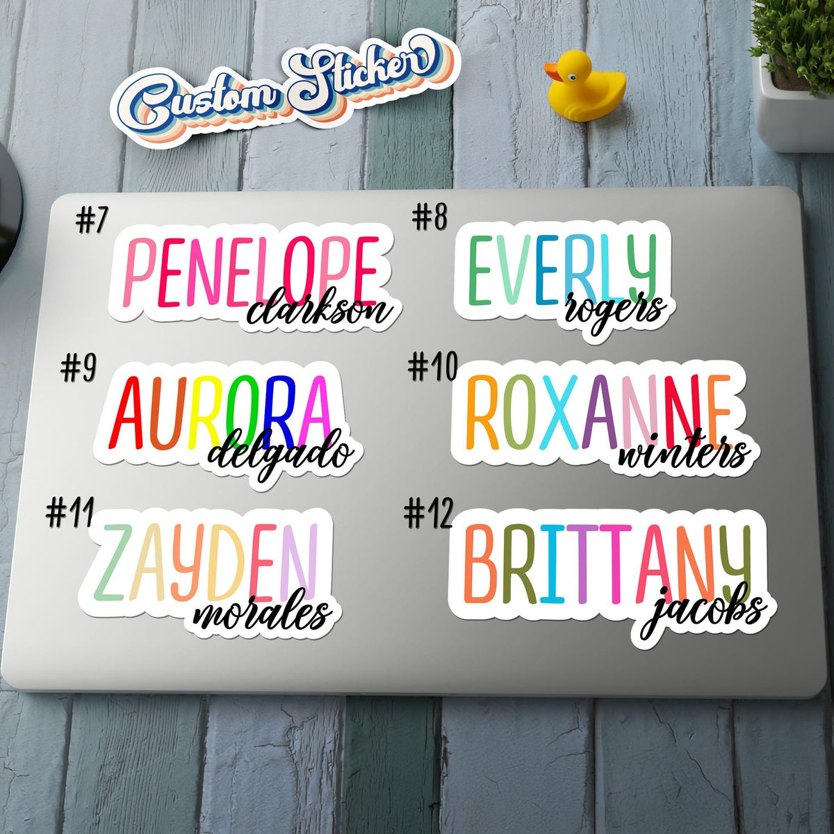 Custom Colorful Name sticker, and hard surfaces – view 2