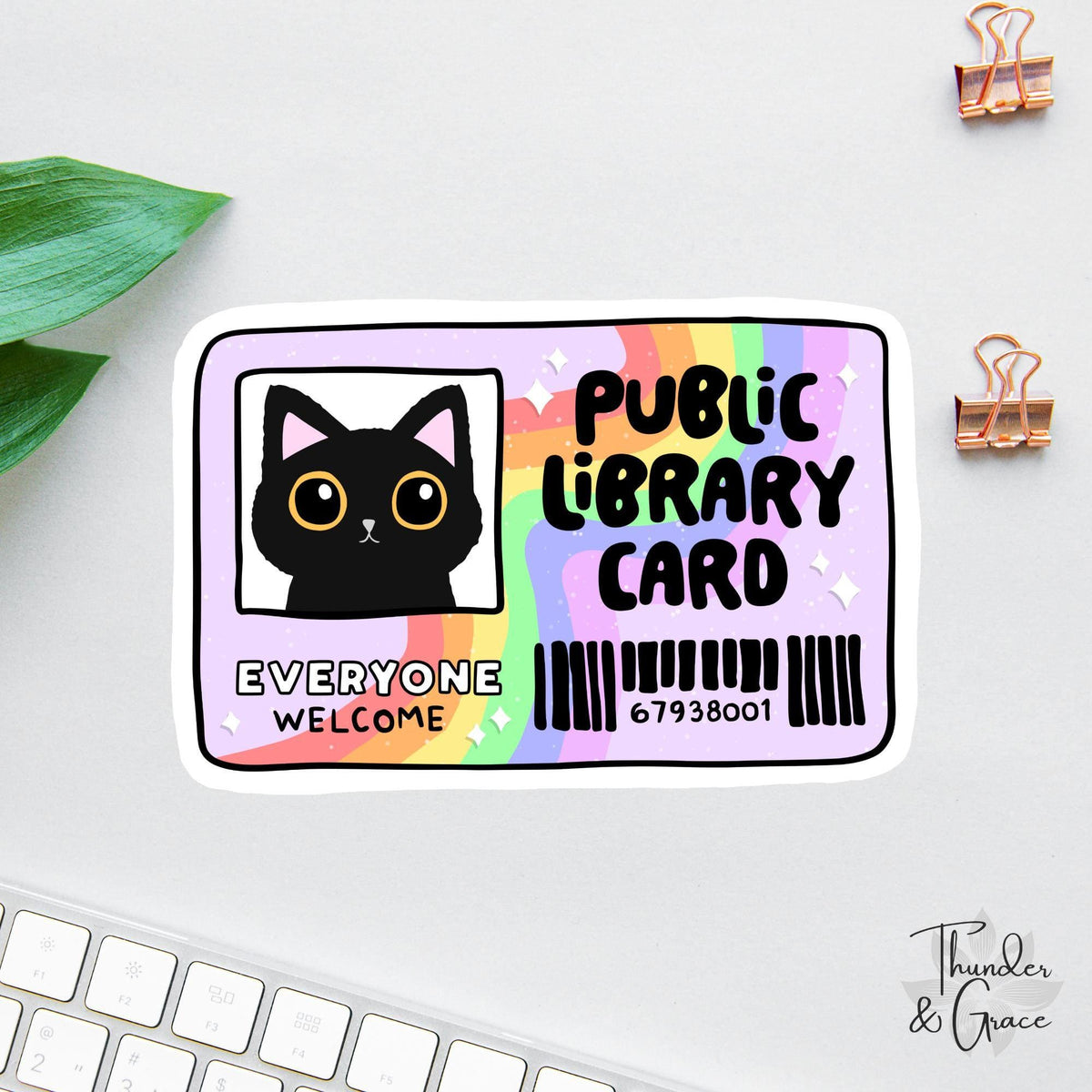 Library Card sticker, easily distracted by cats and books