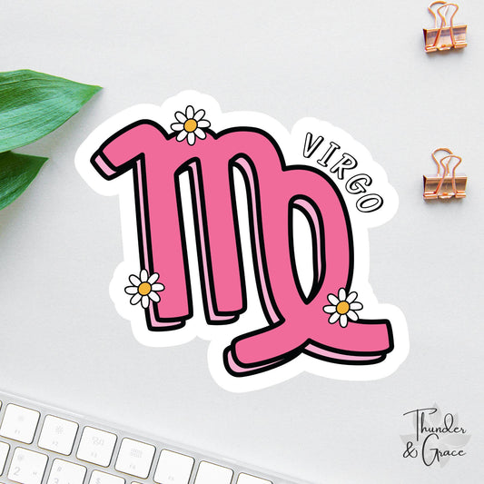 Virgo sticker, retro zodiac