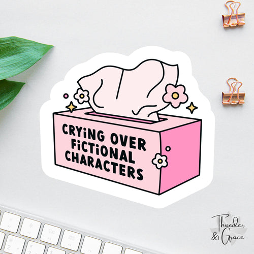 Crying Over Fictional Characters sticker, smut readers