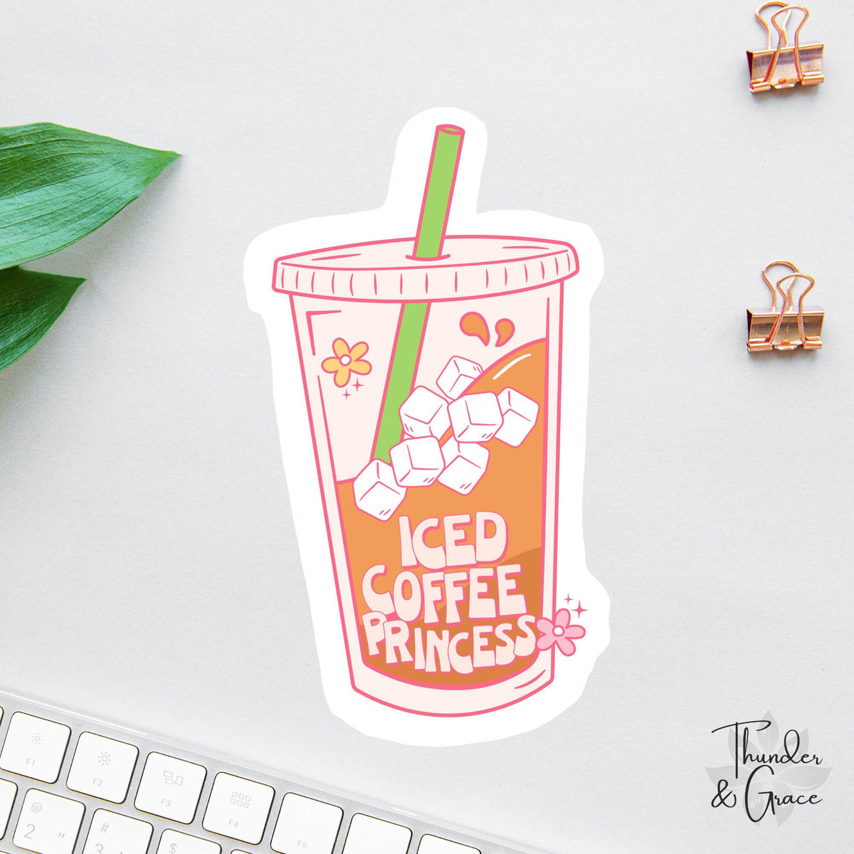 Iced Coffee Princess sticker, its never too cold for iced coffee