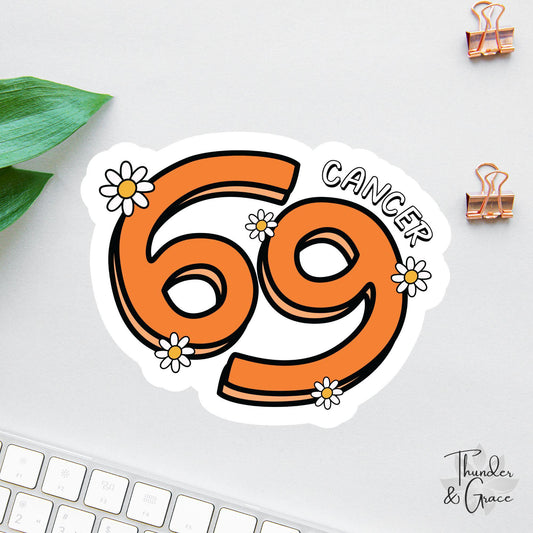 Cancer sticker, retro zodiac