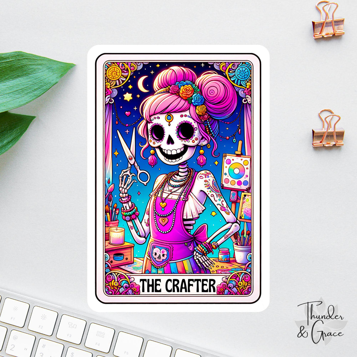 The Crafter sticker, funny tarot card