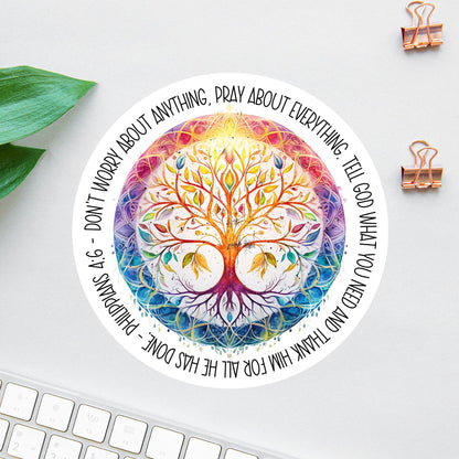Don't Worry About Anything sticker, tree of life
