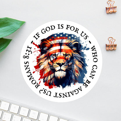 If God Is for Us sticker, patriotic lion