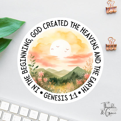 Genesis 1:1 sticker, bible verse