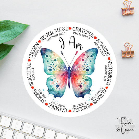 I Am sticker, rainbow butterfly