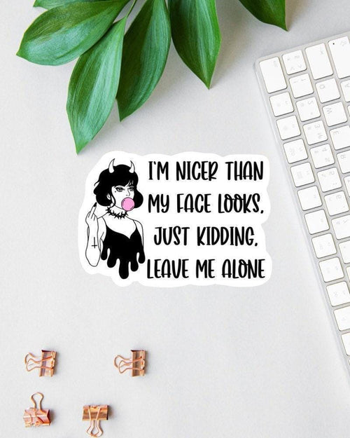 I'm Nicer Than My Face Looks sticker, apparently i'm dramatic
