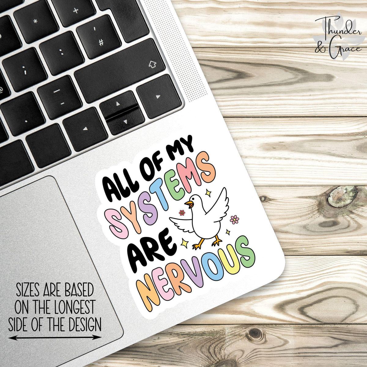 All of My Systems Are Nervous sticker, silly goose – view 2