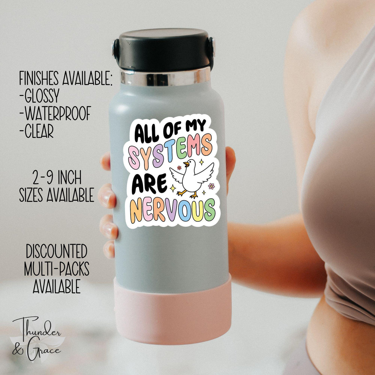 All of My Systems Are Nervous sticker, silly goose – view 3