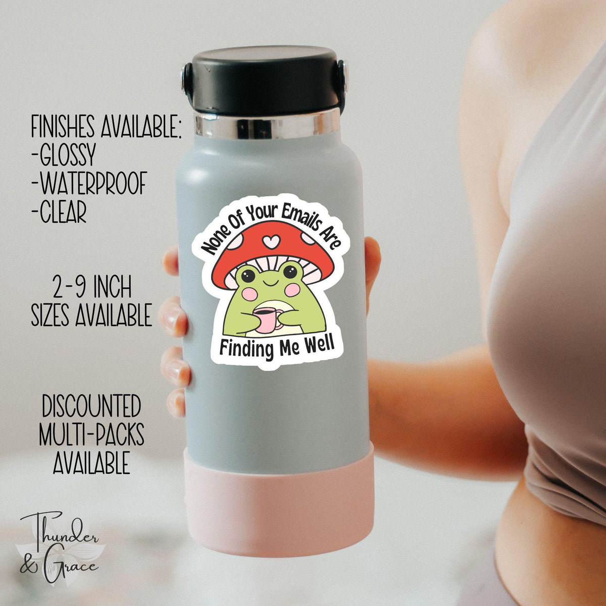 None of Your Emails Are Finding Me Well sticker, retro frog coffee lover – view 3