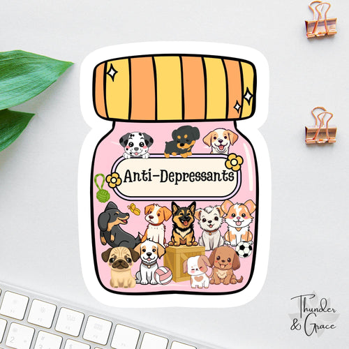 Anti Depressant sticker, emotional support dog