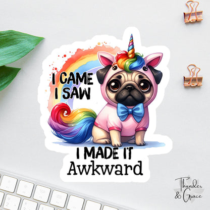 Funny Anxiety sticker, rainbow unicorn dog