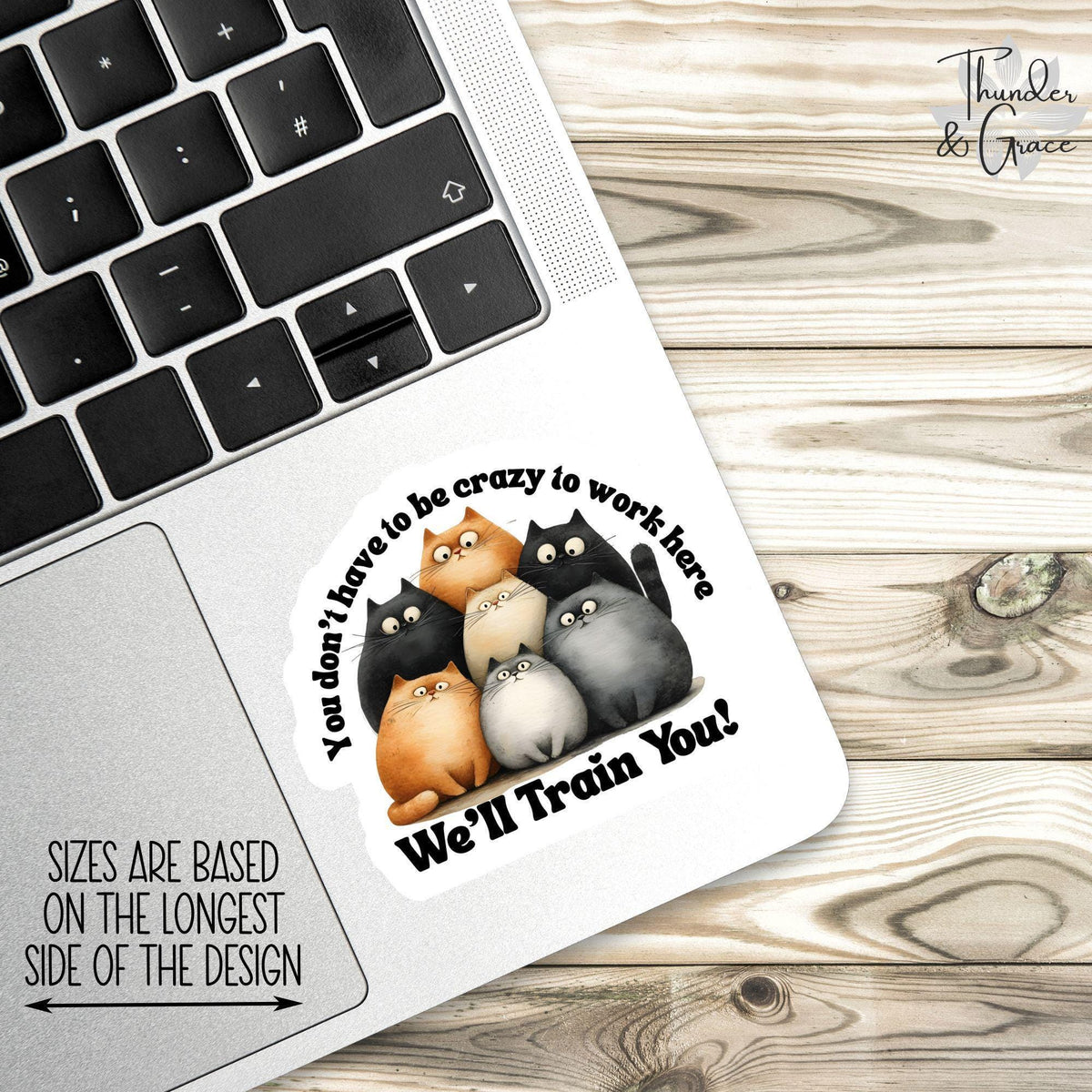 You Don't Have to Be Crazy to Work Here sticker, crazy cat lady – view 2