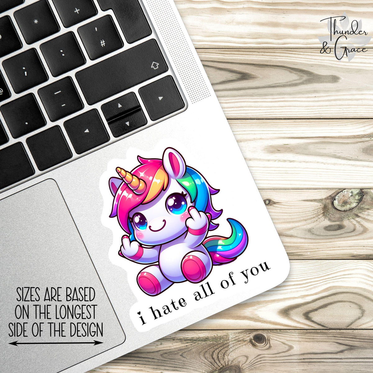 Funny Unicorn sticker, i hate all of you – view 2