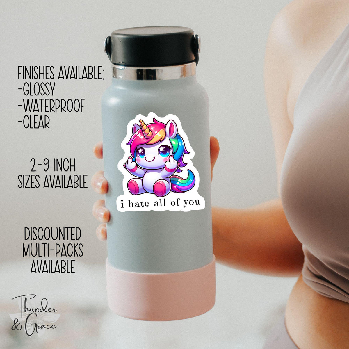 Funny Unicorn sticker, i hate all of you – view 3