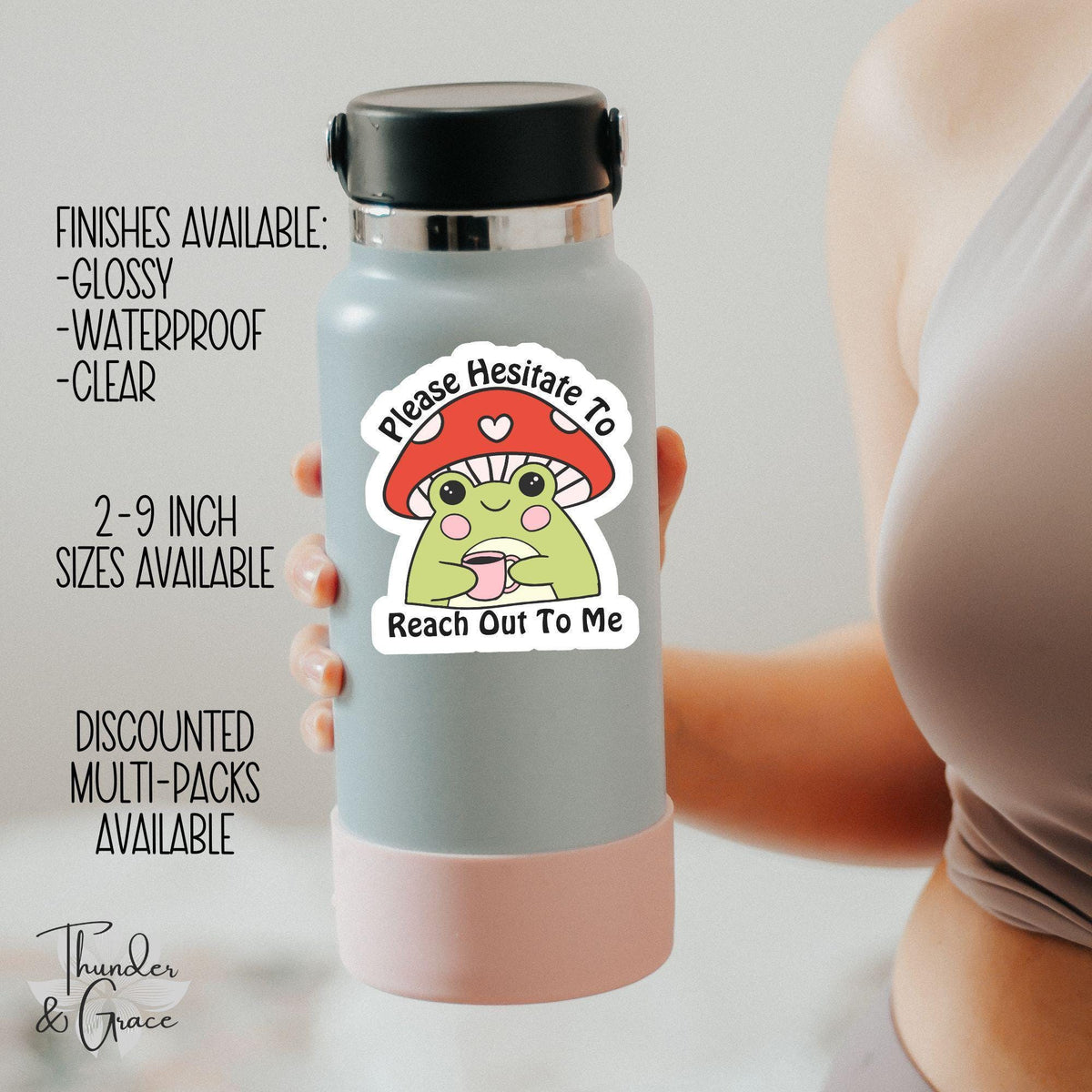 Please Hesitate to Reach Out to Me sticker, retro frog coffee lover – view 3