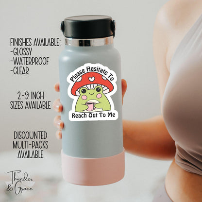 Please Hesitate to Reach Out to Me sticker, retro frog coffee lover – view 3