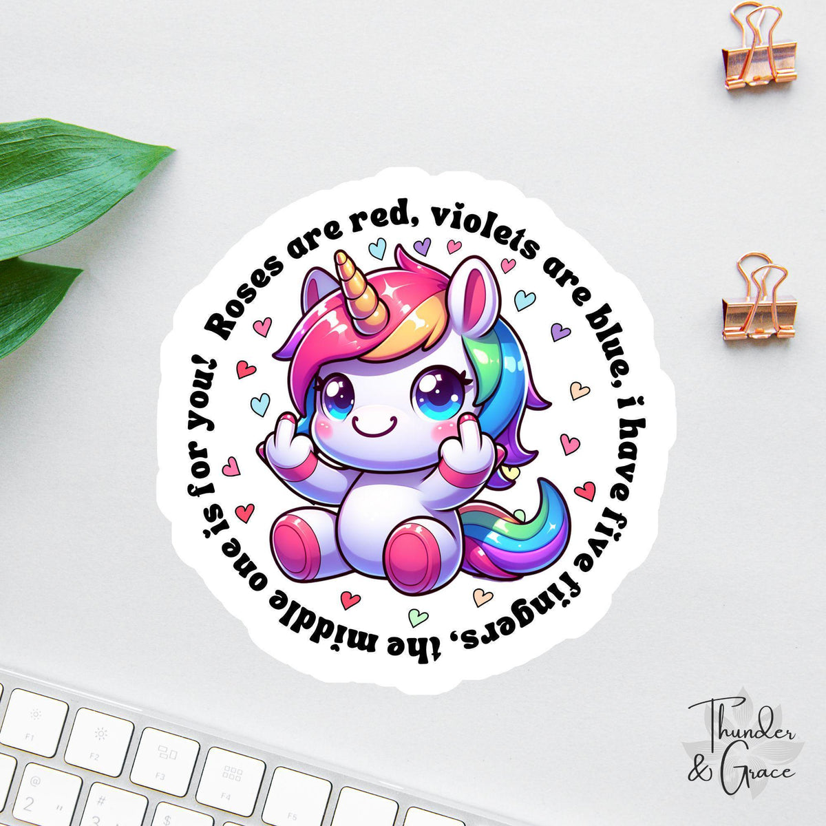 I Have Five Fingers sticker, funny unicorn middle finger