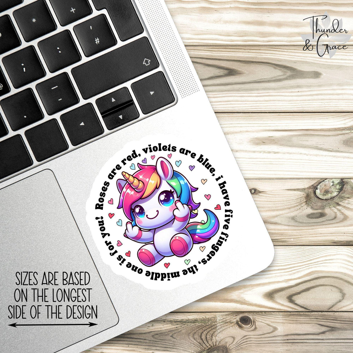 I Have Five Fingers sticker, funny unicorn middle finger – view 2