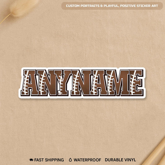 Custom die-cut football name sticker with a bold ball