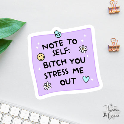 Note to Self sticker, you stress me out