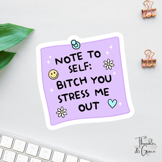 Note to Self sticker, you stress me out