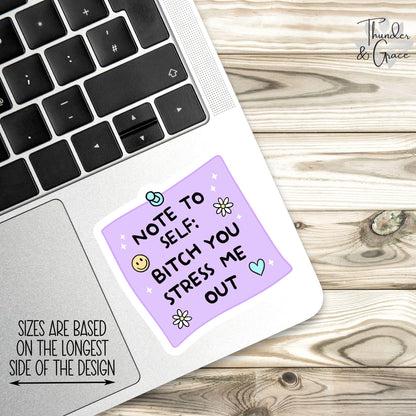 Note to Self sticker, you stress me out – view 2