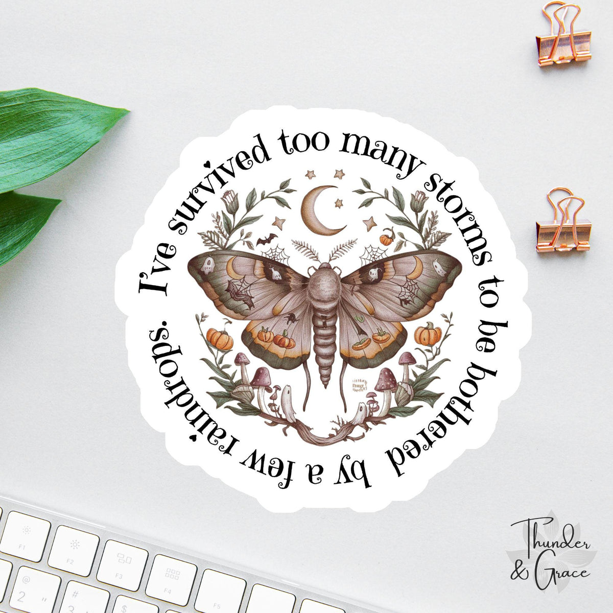 I've Survived Too Many Storms sticker, warrior quote