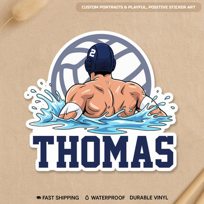 Custom water polo mom sticker with a name
