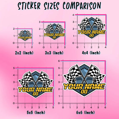 Custom checkered flag letters sticker with a name and number – view 5