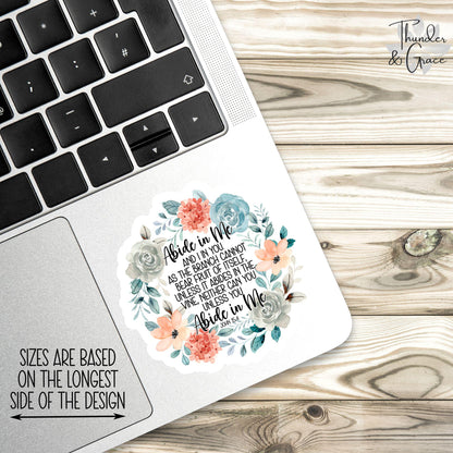 Abide in Me sticker, bible verse john 15:4 – view 3