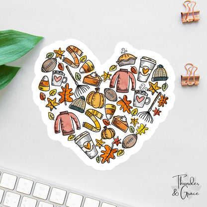 Autumn Heart sticker, i love fall most of all