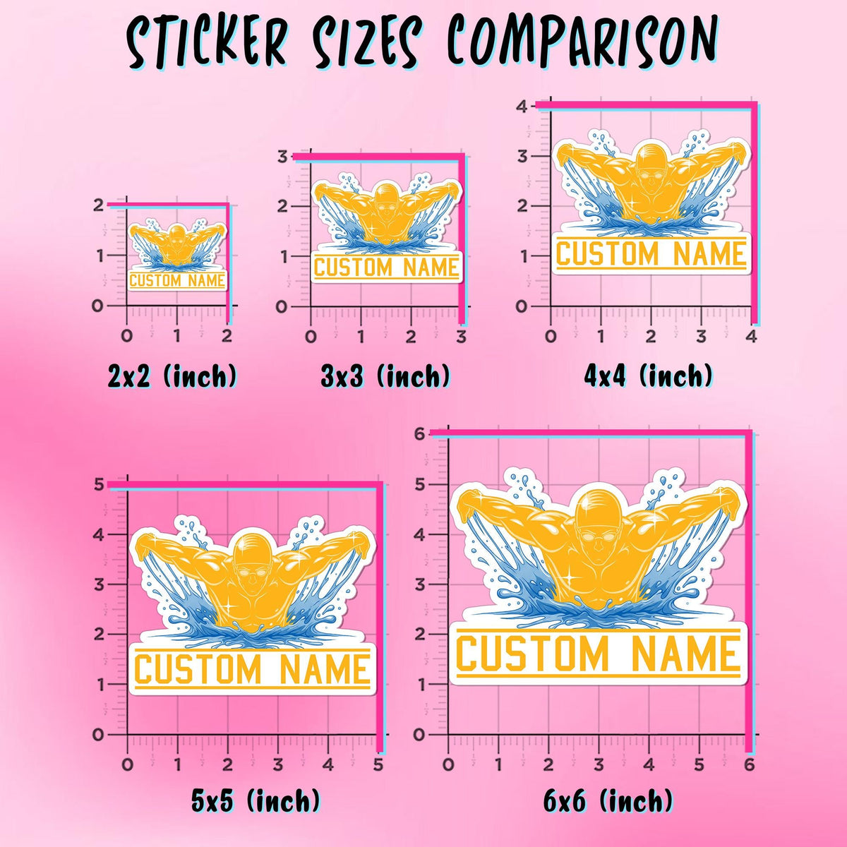 Custom swim team sticker with a name – view 3
