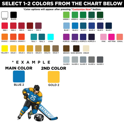 Custom skating hockey player sticker with a name and number – view 2