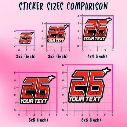 Custom racer flag sticker with a name and number – view 3