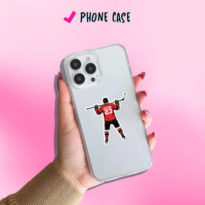 Custom hockey player sticker with a name and number, female or male player – view 9