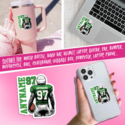 Custom American football player sticker with a name and number – view 5
