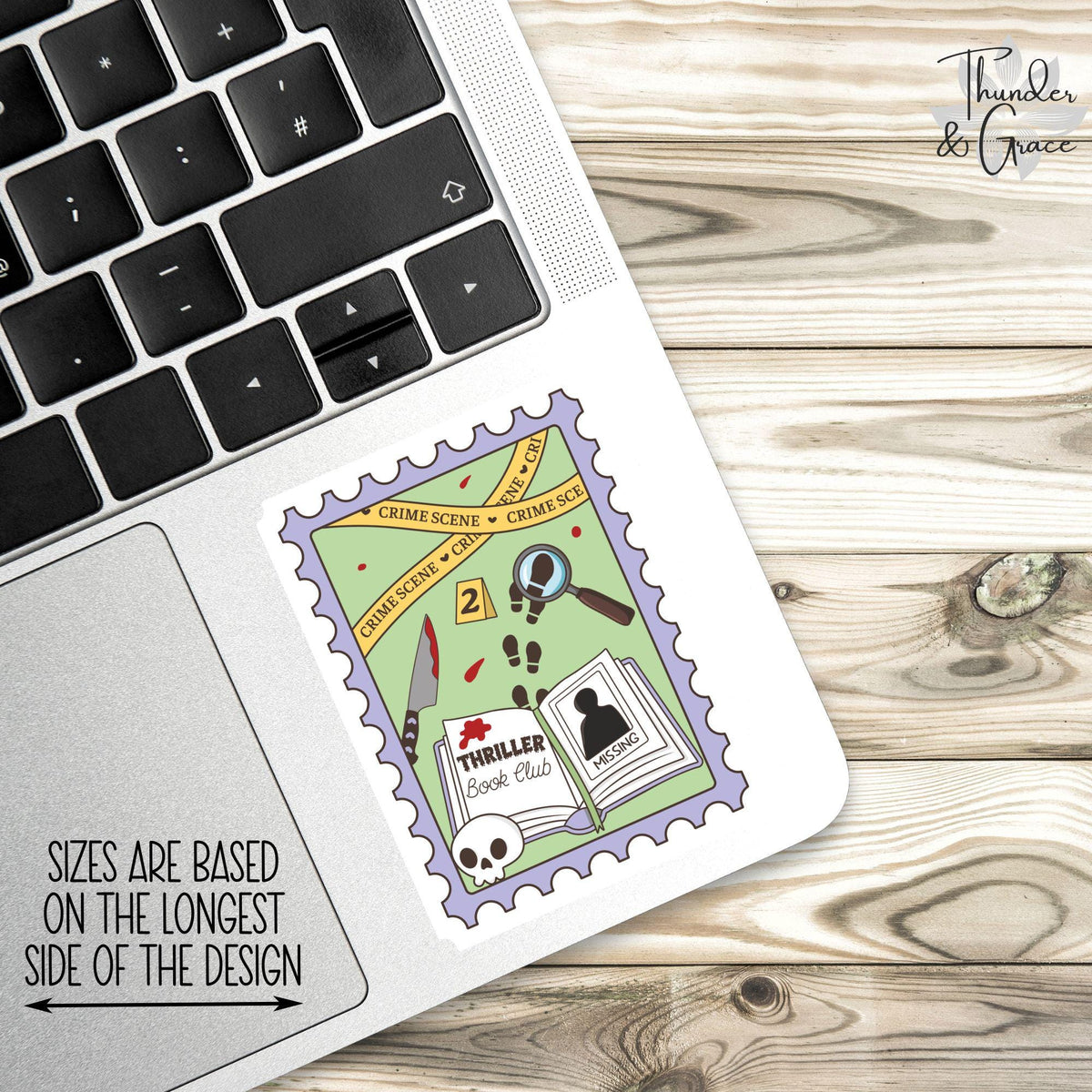 Thriller Book Club Stamp sticker, true crime girlie – view 3