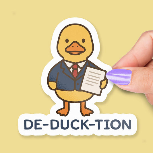 De-Duck-Tion Deduction Duck sticker, cute duck accountant pun