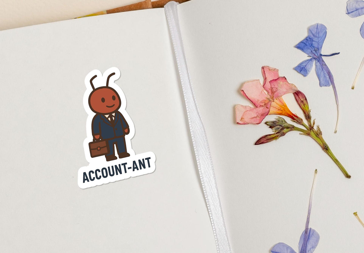 Account-Ant Accountant sticker, cute ant in suit with briefcase – view 4