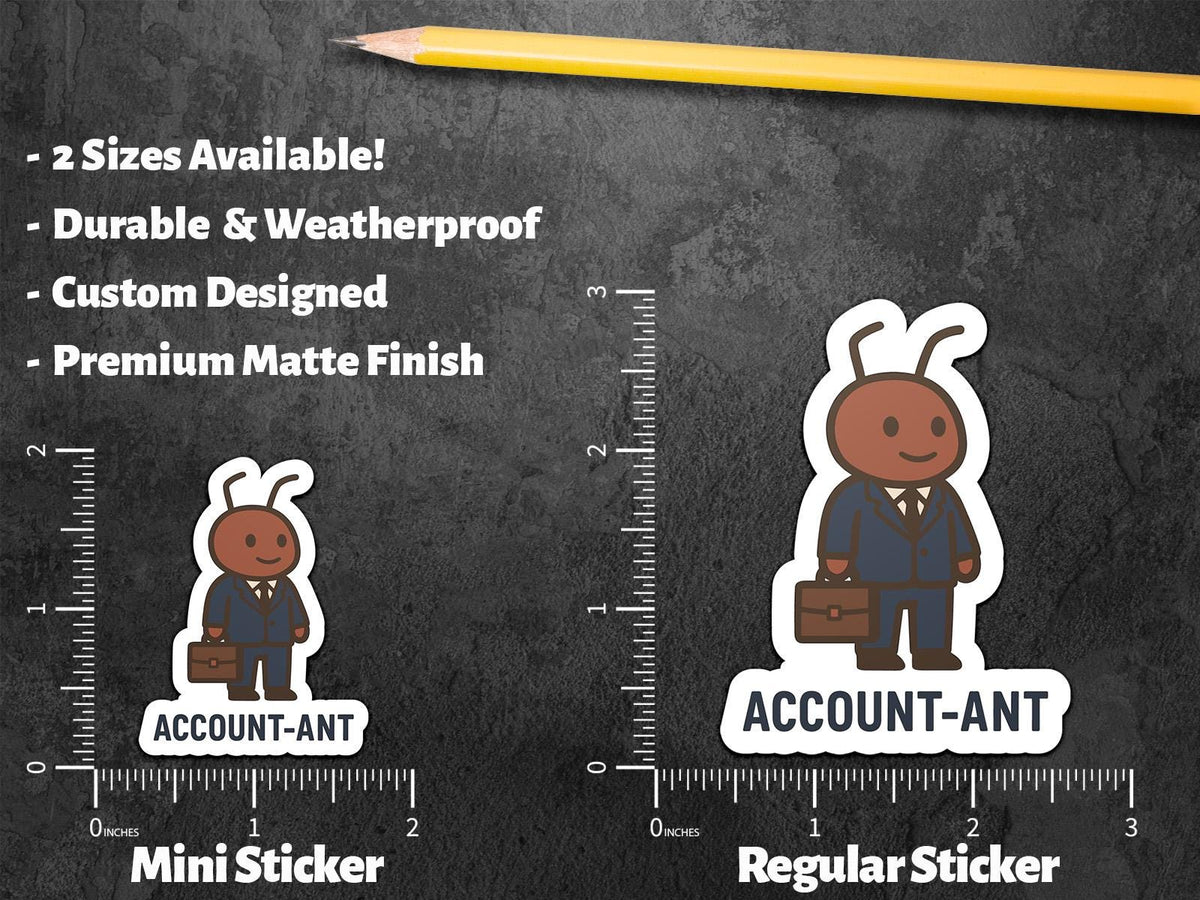 Account-Ant Accountant sticker, cute ant in suit with briefcase – view 2