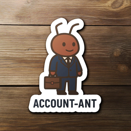 Account-Ant Accountant sticker, cute ant in suit with briefcase