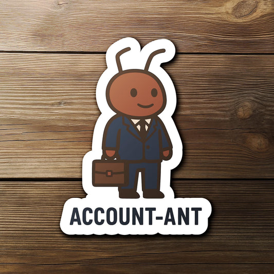 Account-Ant Accountant sticker, cute ant in suit with briefcase