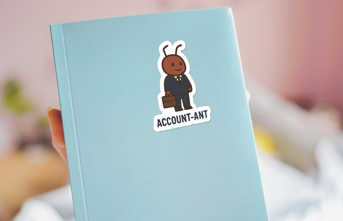 Account-Ant Accountant sticker, cute ant in suit with briefcase – view 3