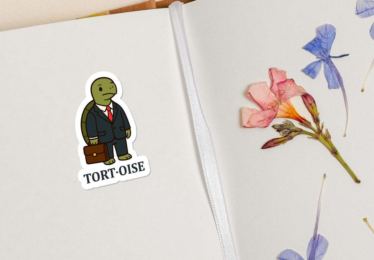 Professional Tort-oise Attorney sticker, cute tortoise lawyer pun – view 4