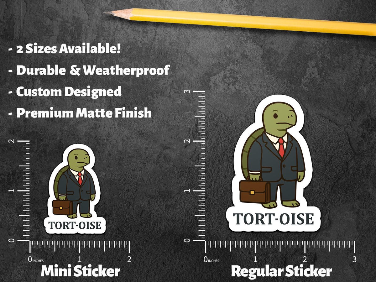 Professional Tort-oise Attorney sticker, cute tortoise lawyer pun – view 2